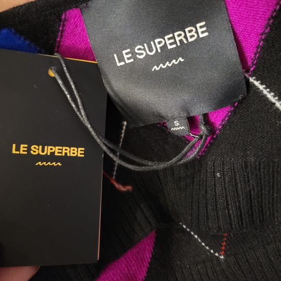 NWT LE SUPERBE ARGYLE GEM CROP TOP SWEATER TANK, SIZE SMALL - Picture 6 of 6